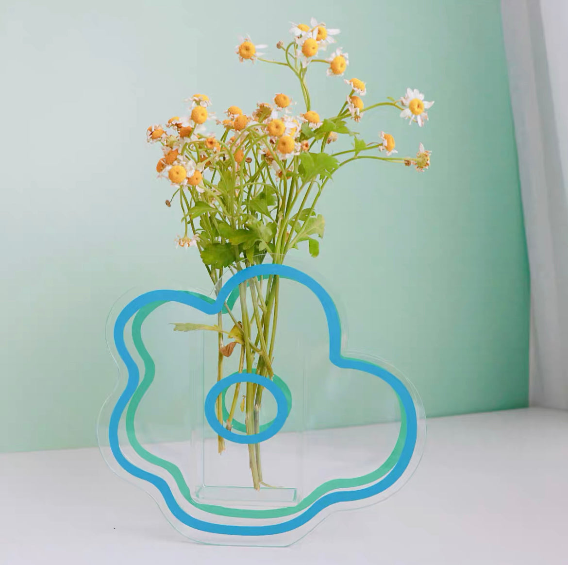 Blue Flower Acrylic Vase 蓝色花花亚克力花瓶– modubeauty