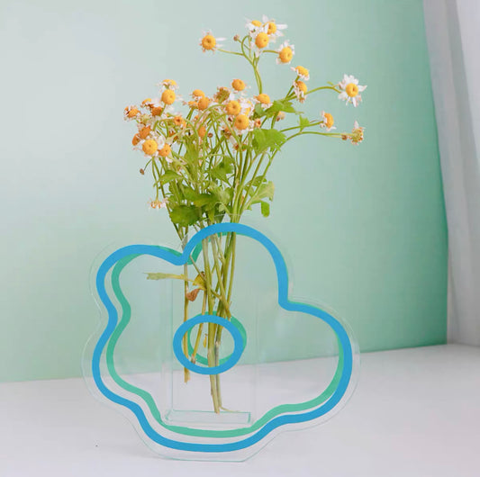 Blue Flower Acrylic Vase 蓝色花花亚克力花瓶